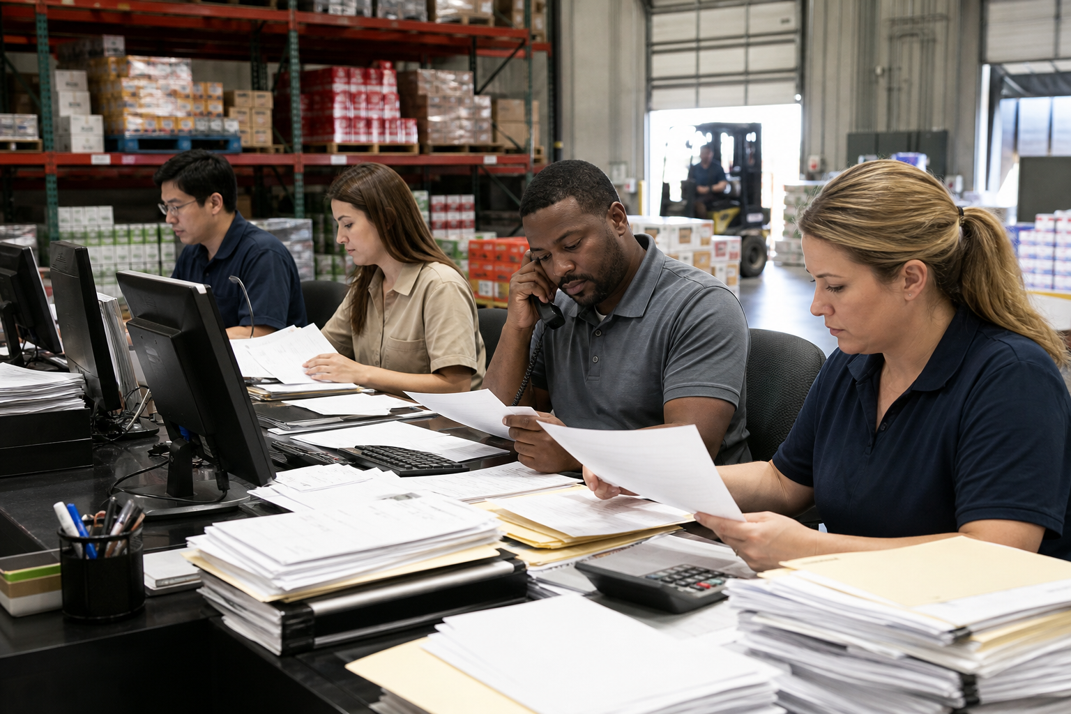 Accounts receivable team managing collections at a food and beverage distributor