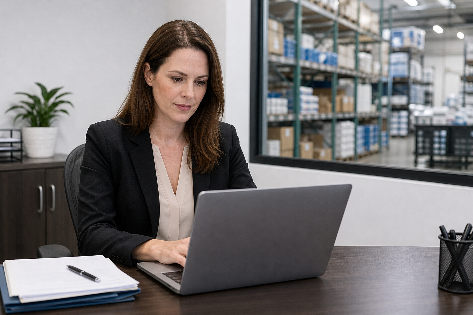 Credit manager reviewing a medical supply customer application